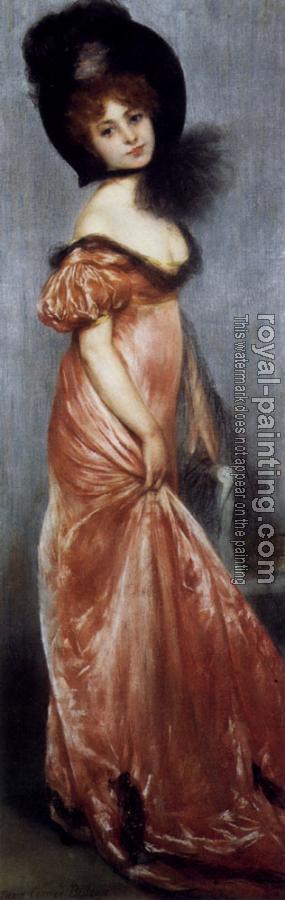 Pierre Carrier-Belleuse : Young Girl In A Pink Dress